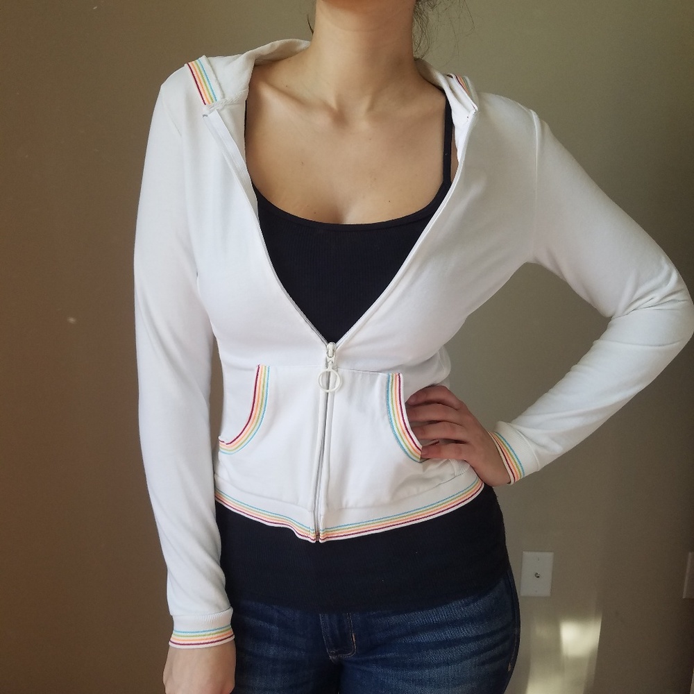 White Jacket with Rainbow Trim